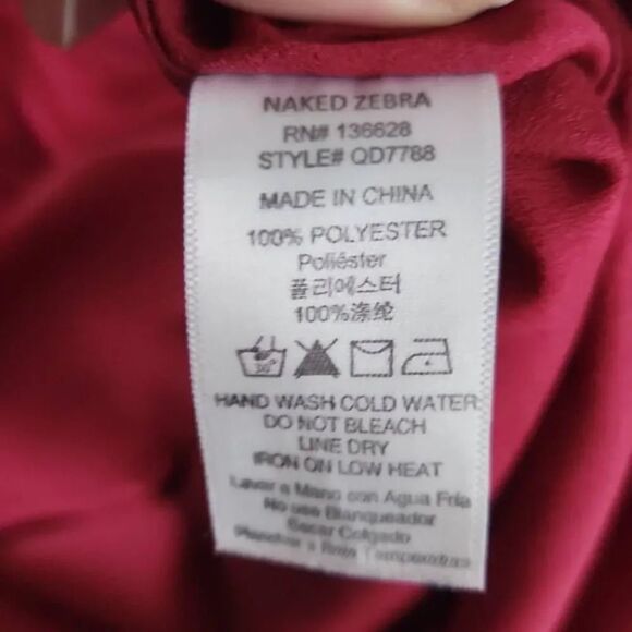 Naked Zebra Ladies Red Spaghetti Strap Tie Waist Dress - Size Small - Picture 9 of 10